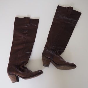 Frye over the knee cowboy boots